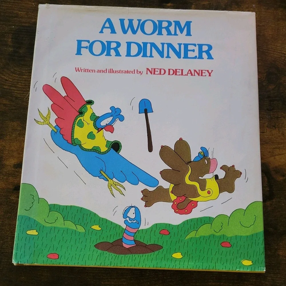 Worm For Dinner Ned Delaney Vintage Children's Hardcover Book Bird Mole 1977